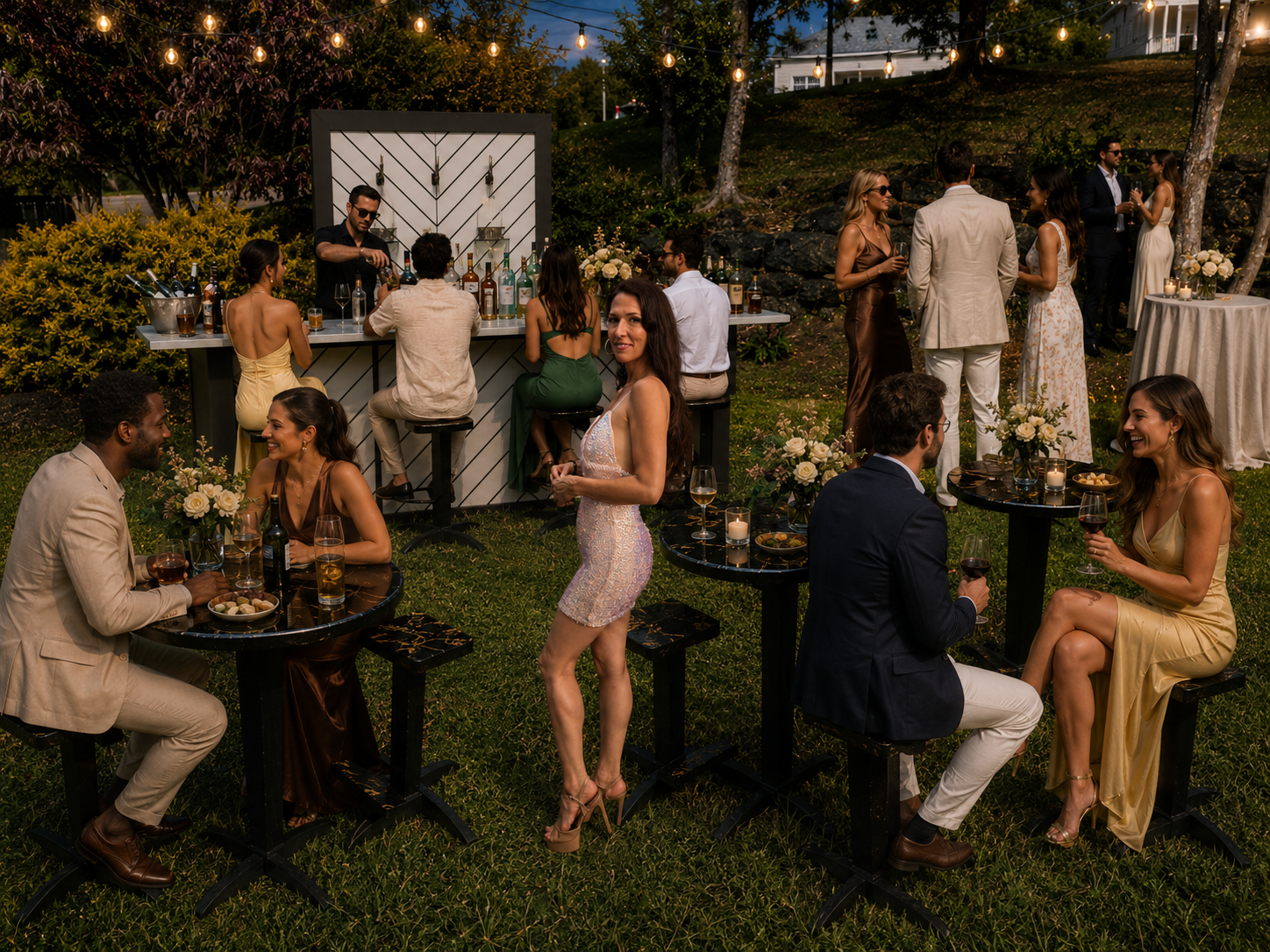 Guests enjoying a complete party setup